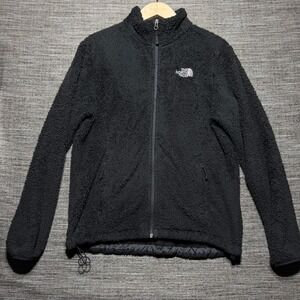 The North Face Fleece Jacket Women L Black LS Osito Full Zip High Pile Soft Cozy